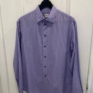 Armani Collezioni Men's Lavender Striped Dress Shirt Medium